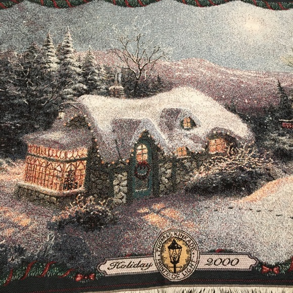 Thomas Kinkade Holiday 2000 Snow Cabin Tapestry Collection - Picture 4 of 9